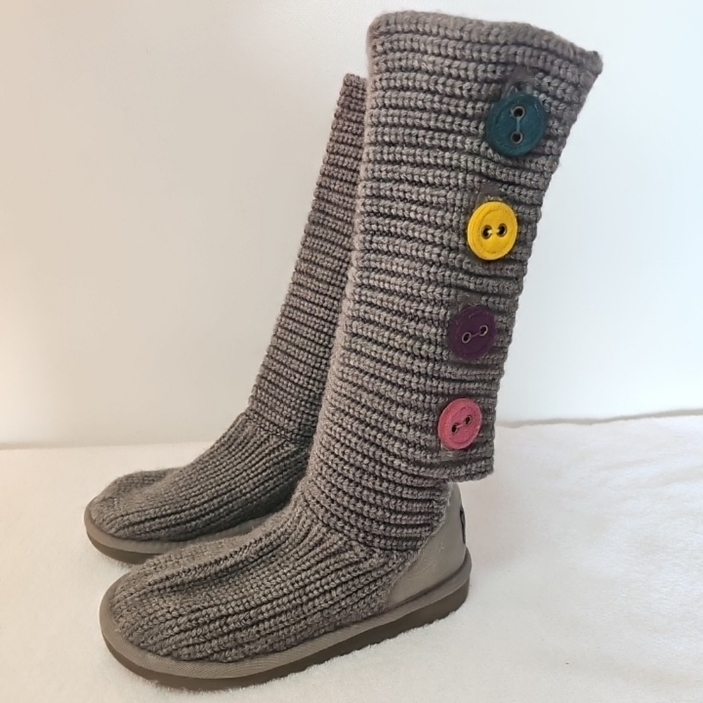 UGG Knit Tall Boots with Colorful Buttons